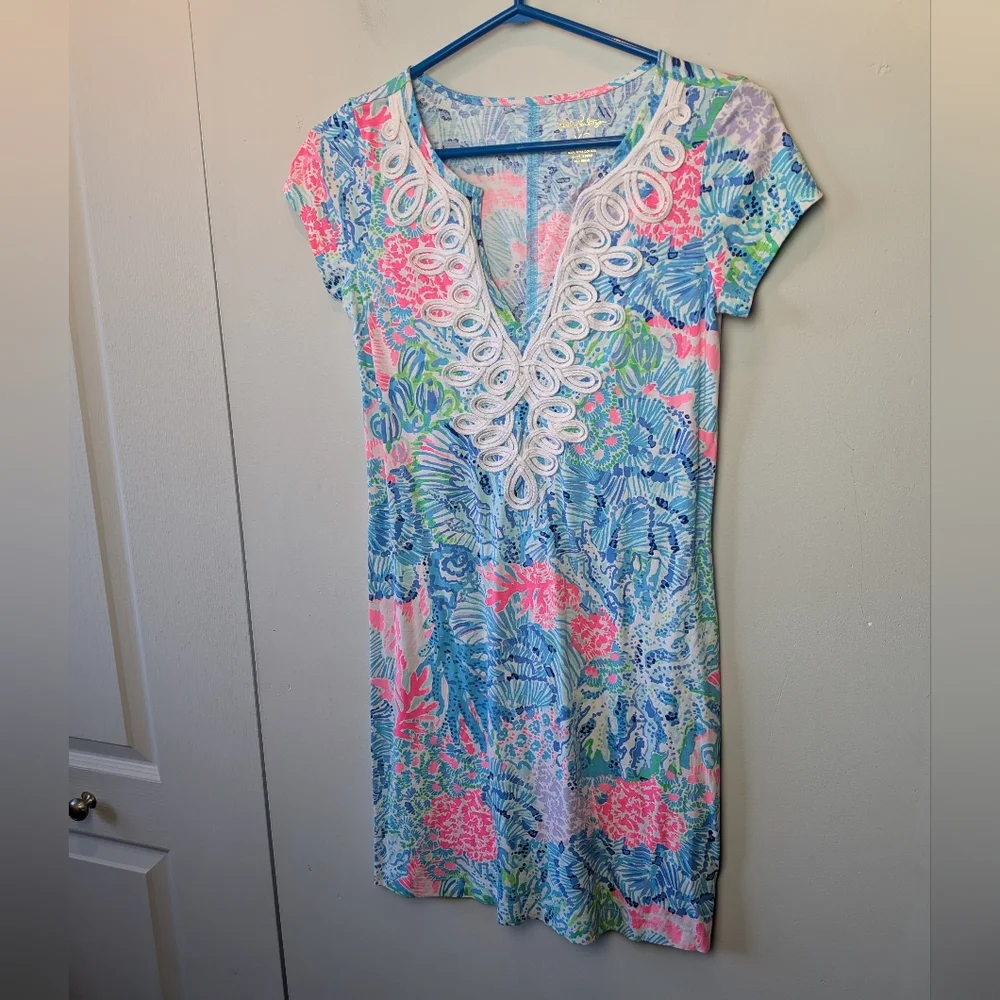LILLY PULITZER Mini Dress Women Size XS  100% Pima Cotton Made In Peru V Neck - Picture 4 of 10